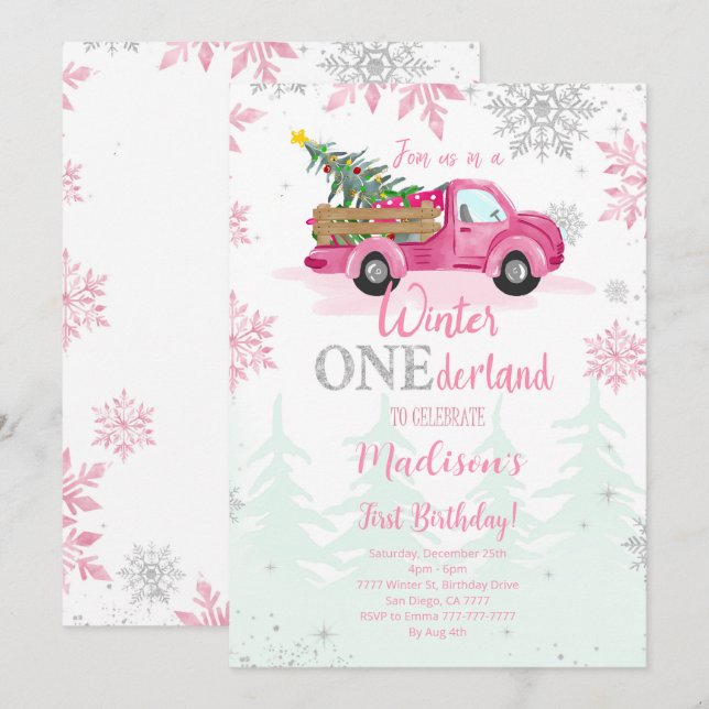 Winter ONEderland Birthday Invitation (Front/Back)