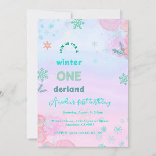 Winter Onederland Birthday  Invitation