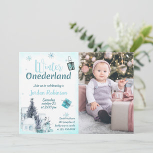 Winter Onederland Birthday Invitation Boy
