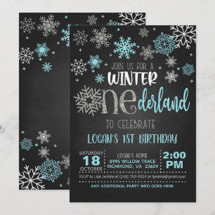 Winter ONEderland Birthday Invitation - Boy - BLK