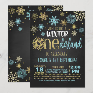 Winter ONEderland Birthday Invitation - Boy - GB
