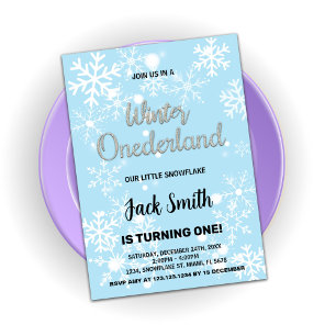 Winter Onederland Birthday Invitations snowflakes