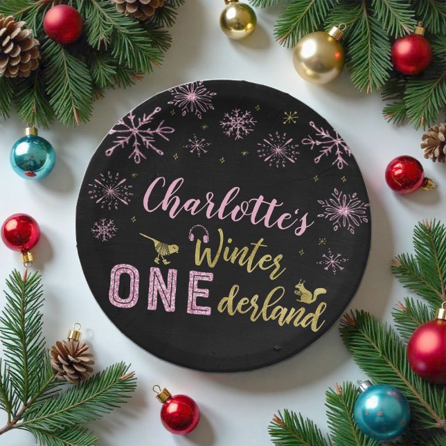 Winter Onederland Birthday Paper Plates Snowflakes (Creator Uploaded)