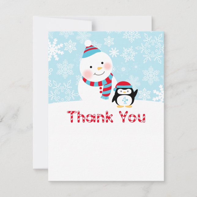 Winter ONEderland Birthday Party Thank You Card (Front)