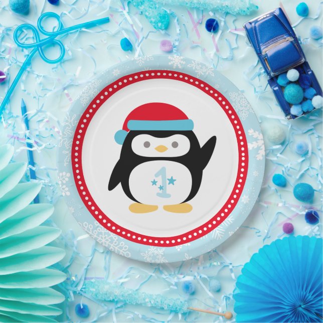 Winter ONEderland Birthday Penguin Paper Plate (Party)