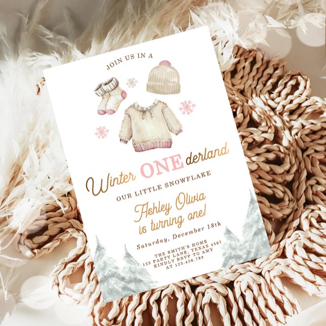 Winter ONEderland Birthday Snow First 1st Girl Invitation (Creator Uploaded)