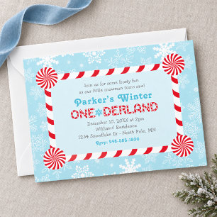 Winter ONEderland Birthday Snowman and Penguin Invitation