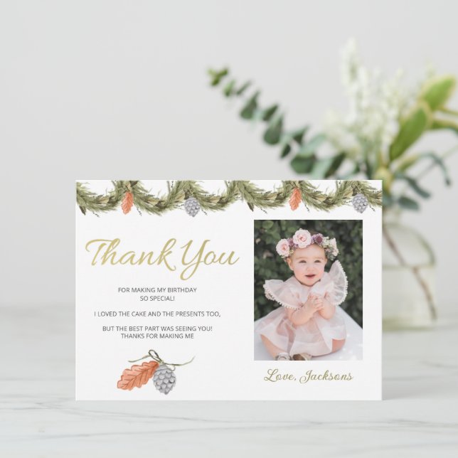 Winter Onederland Birthday Thank You Card (Standing Front)