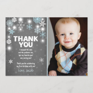 Winter ONEderland Birthday Thank you Card Boy Blue