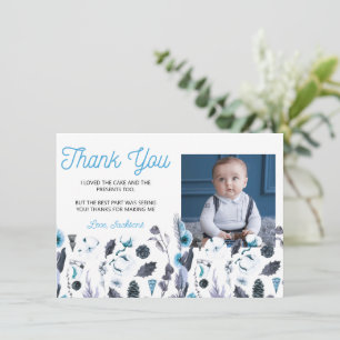 Winter Onederland Birthday Thank You Favour Card