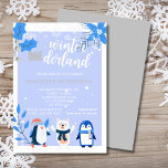 Winter onederland blue penguin polar bear  invitation<br><div class="desc">Simple and modern first birthday invitation.  Easily customisable and make it yours. For matching stationery and party goods,  visit Blue Winter Onederland for everything you need to throw a modern and chic party.  Plates,  napkins,  thank you cards,  invitations,  favour box,  welcome sign,  baby shower games and more.</div>