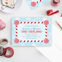 Winter ONEderland Blue Red Candy Cane Birthday