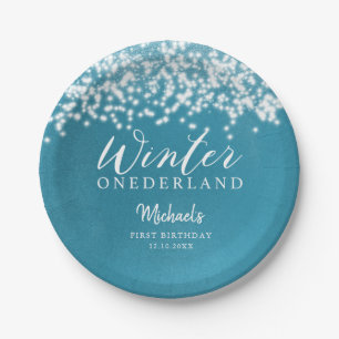 Winter ONEDERLAND Blue Winter Birthday Party Paper Plate