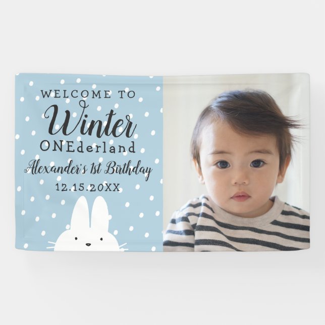 Winter Onederland Boy 1st Birthday Banner (Horizontal)
