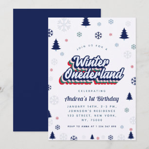 Winter Onederland Boy 1st Birthday Invitation