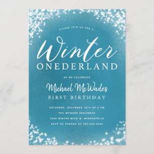 Winter Onederland Boy 1st Birthday Party Invitation