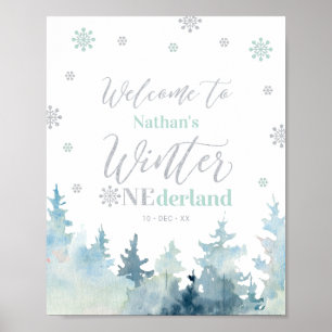 Winter onederland Boy 1st Birthday Welcome Sign