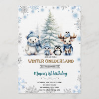 Winter Onederland boy invitation