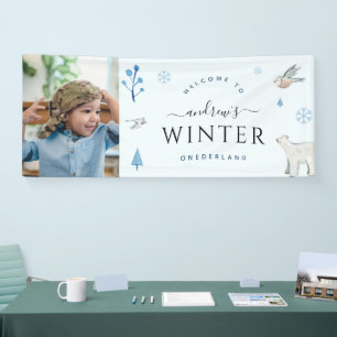 Winter Onederland Boy Photo Winter 1st Birthday Banner