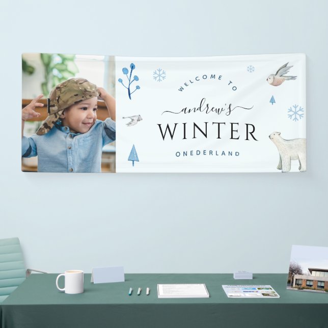 Winter Onederland Boy Photo Winter 1st Birthday Banner (Tradeshow)
