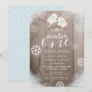 Winter Onederland Boy's 1st Birthday Invitation