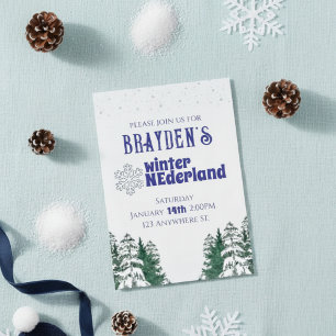 "Winter ONEderland" Boy's 1st birthday invitation