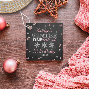 Winter ONEderland Chalkboard 1st Birthday Favour Tags