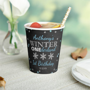 Winter ONEderland Chalkboard 1st Birthday Paper Cups