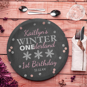 Winter ONEderland Chalkboard 1st Birthday Paper Plate