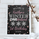 Winter ONEderland Chalkboard 1st Birthday Welcome Poster<br><div class="desc">Celebrate in style with this trendy birthday 1st welcome sign. The design is easy to personalise with your own wording and your family and friends will be thrilled when they see this fabulous party sign. Matching party items can be found in the collection.</div>