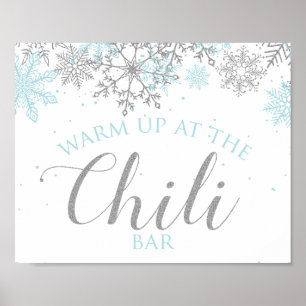 Winter Onederland Chilli Bar Sign Blue Snowflakes