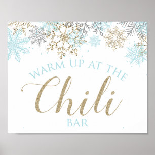 Winter Onederland Chilli Bar Sign Blue Snowflakes