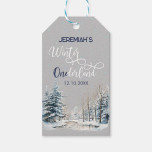 Winter Onederland Christmas 1st Birthday Boy Gift Tags