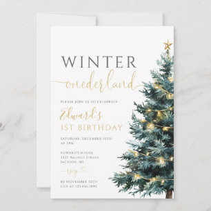 Winter Onederland Christmas 1st Birthday Party Invitation