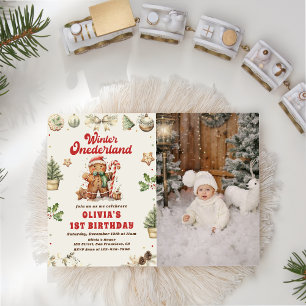 Winter Onederland Christmas Cookie Birthday Photo Invitation