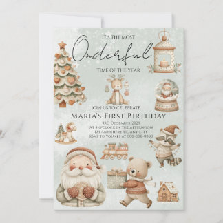 Winter Onederland Christmas Houses Birthday Invitation
