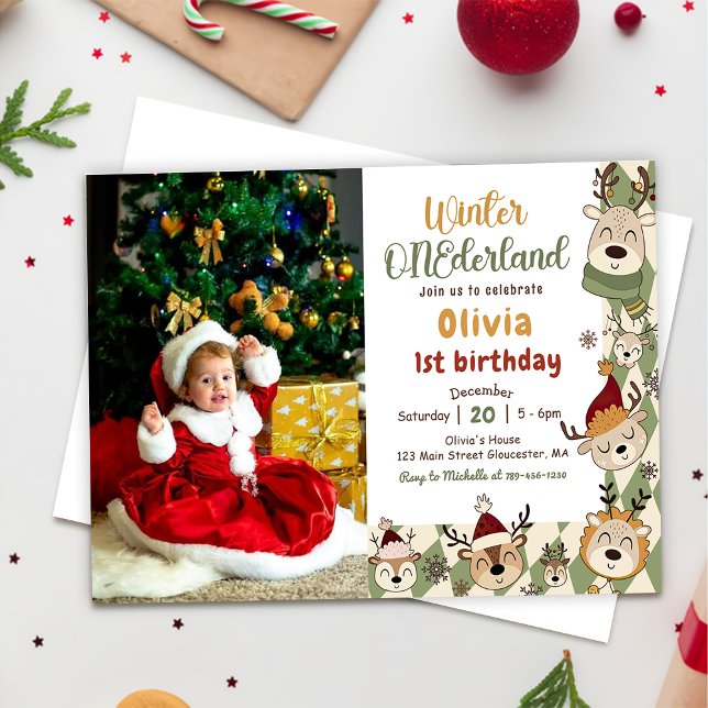 Winter ONEderland Christmas Reindeer Birthday  Invitation (Creator Uploaded)