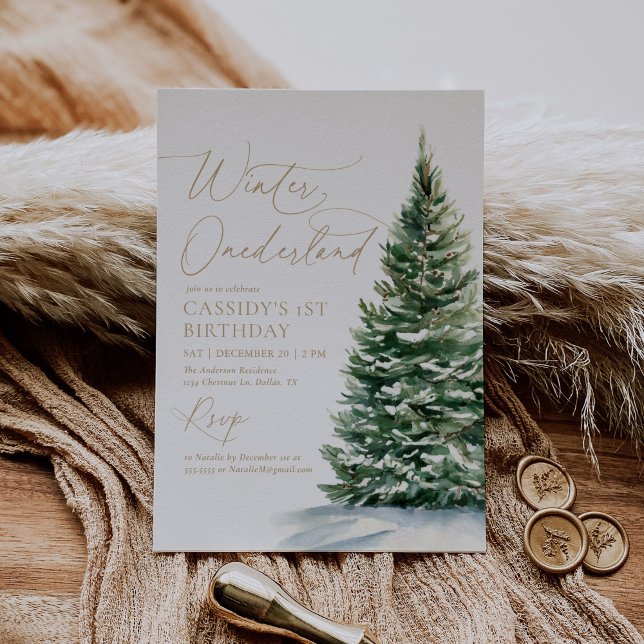 Winter Onederland Christmas Tree 1st Birthday Invitation (Creator Uploaded)