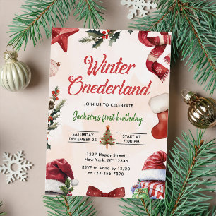 Winter ONEderland Christmas Winter First Birthday  Invitation