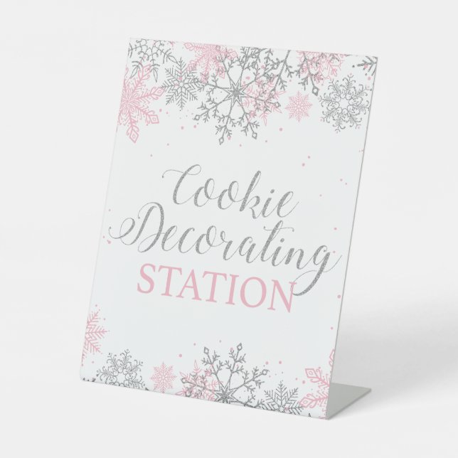 Winter Onederland Cookie Decorating Station Pedestal Sign (Front)