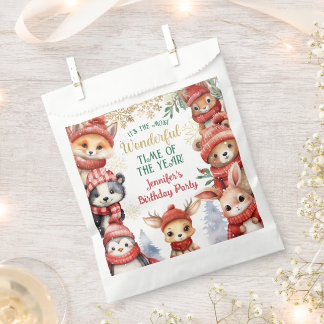 Winter Onederland Cute Winter Animals Birthday Favour Bags (Clipped)