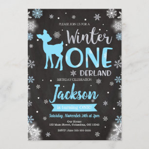 Winter ONEderland Deer 1st Birthday Invitation