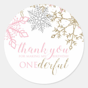Winter Onederland Favor Thank you Sticker