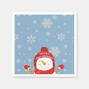 Winter Onederland first birthday blue and silver Napkin
