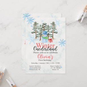 Winter Onederland First Birthday Cute snowman fore Invitation