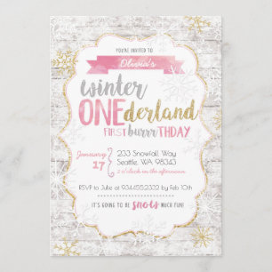 Winter Onederland First Birthday Invitation