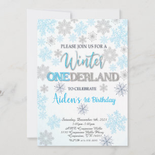 Winter Onederland First Birthday Invitation