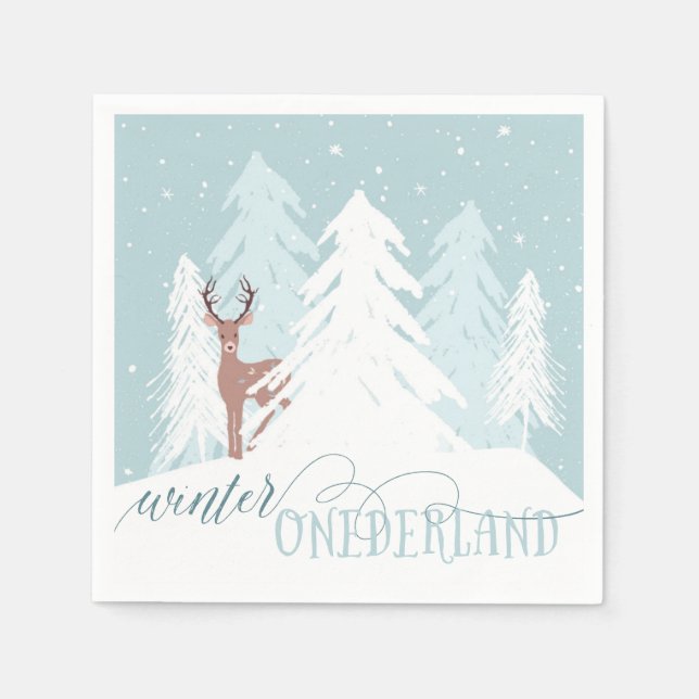 Winter Onederland First Birthday Napkin Deer (Front)