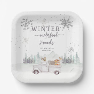 Winter Onederland First Birthday Paper Plate