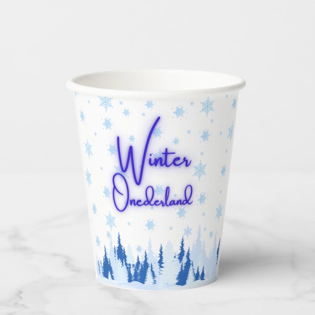Winter Onederland First Birthday Party Cups (Front)